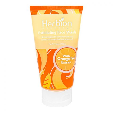 Herbion Orange Exfoliating Face Wash With Peppermint Oil and Vitamin E, For All Skin Types, 100ml