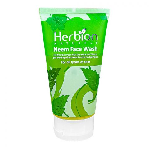 Herbion Anti Acne Neem Face Wash With Moringa and Aloe Vera, For All Skin Types, 100ml