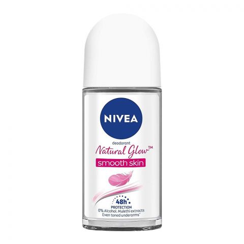 Nivea Natural Glow Smooth Skin Roll On, 48 Hours Lasting, 0% Alcohol, 50ml