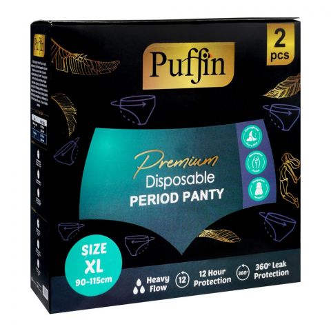 Puffin Premium Disposable Period Panty, XL, 2-Pack