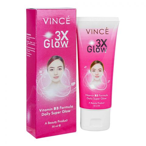 Vince 3X Daily Super Glow Cream With Vitamin B3, Non-Greasy, Paraben-Free, Vegan, 50ml