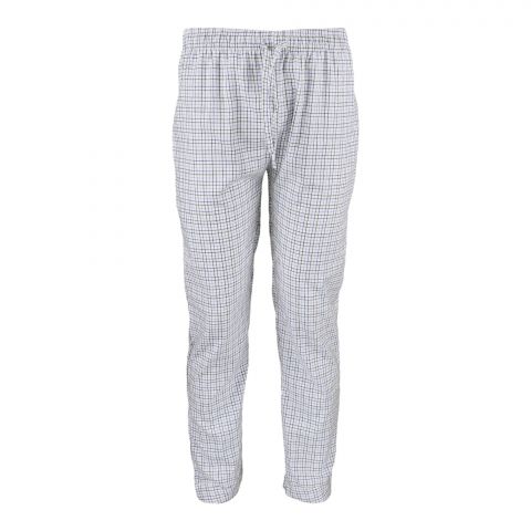 Basix Men's Cotton Checked Trouser, Blue & White, MT-916