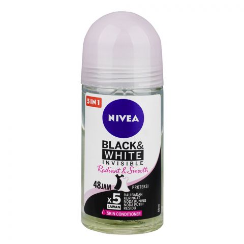 Nivea 5-in-1 Black & White Invisible Radiant and Smooth Roll-On, 50ml