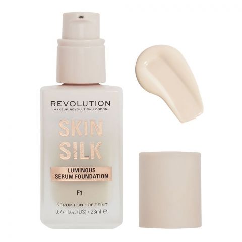 Makeup Revolution Skin Silk Luminous Serum Foundation, Cruelty-Free, Vegan, 23ml, F1