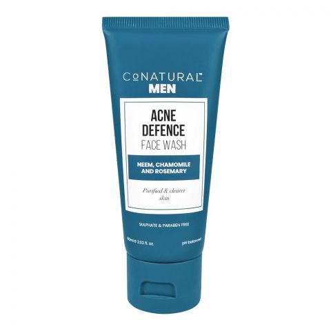 CoNatural Men's Neem Acne Defence Face Wash, Sulphate & Paraben Free, 60ml