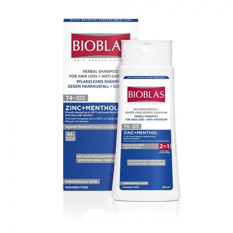 Bioblas Zinc+Menthol Hair Loss and Anti-Dandruff Herbal Shampoo, 360ml