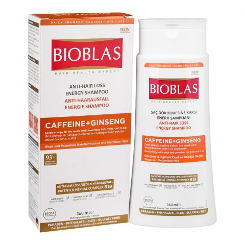 Bioblas Caffeine+Ginseng Anti-Hair Loss Energy Shampoo, 360ml