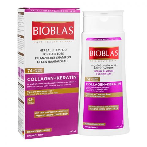 Bioblas Collagen and Keratin Hair Loss Herbal Shampoo, 360ml