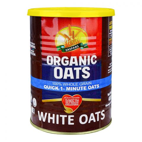 Fasfars Organic White Oats, 400g Tin