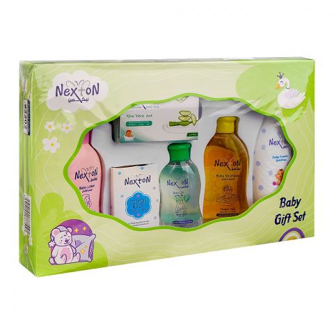 Nexton Baby Gift Set, Oil+Soap+Shampoo+Lotion+Powder+Cotton Buds, 6-Pack, Green, 92202