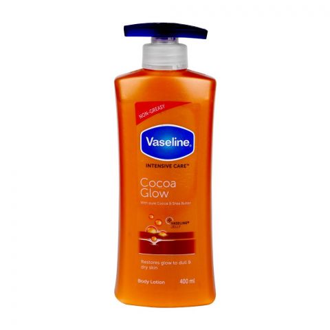 Vaseline Intensive Care Cocoa Glow Dry Skin Non-Greasy Body Lotion Pump, 400ml