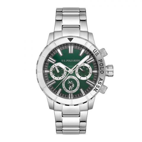 U.S. Polo Assn Men's Round Dial Chronograph Wrist Watch With Chain Strap, Green, USPA1026-12