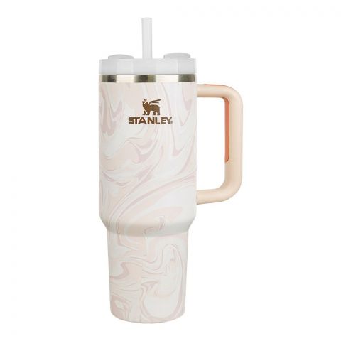 Stanley Quencher H2.0 FlowState Stainless Steel Insulated Tumbler With Lid & Straw, 1800ml, Rose Quartz Swirl