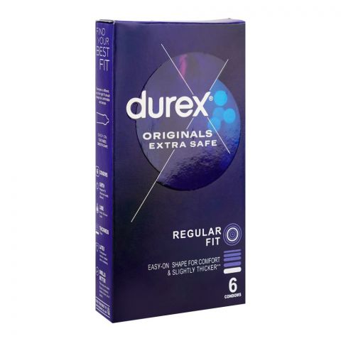 Durex Originals Extra Safe Regular Fit Condoms, 6-Pack