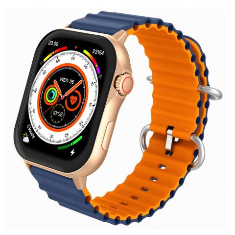 Zero 2.04" Amoled Display Phantom Pro Smart Watch, Water Resistant, Magnetic Blue & Orange Strap