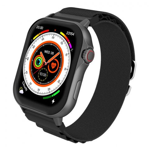 Zero 2.04" Amoled Display Phantom Pro Smart Watch, Water Resistant, Magnetic Black Strap