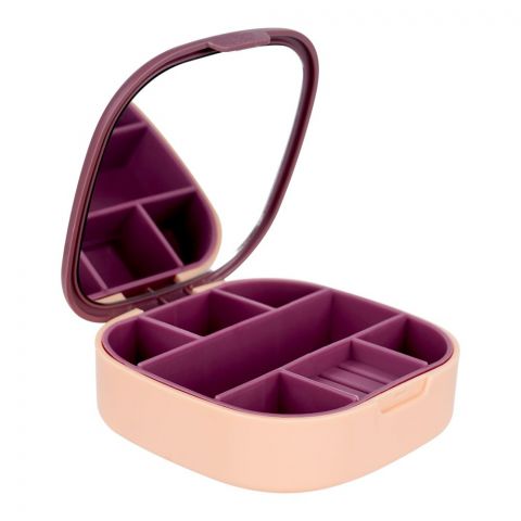 Inaaya Traders Mini Jewelry Storage Box With Mirror, Pink, LD-988