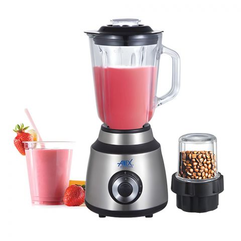 Anex Deluxe Blender & Grinder, 1.5 Liters Jug, Black & Silver, AG-6033