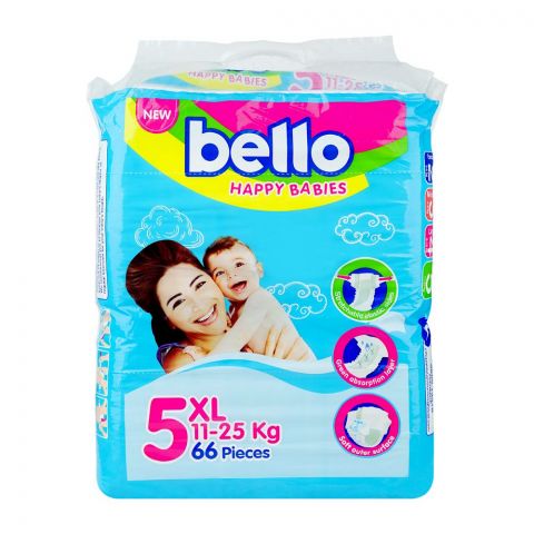 Bello Baby Diapers Jumbo Pack, Extra Large, No.5, 11-25Kg, 66-Pack