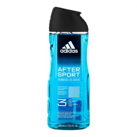 Adidas After Sport Hydrating 3 in 1 Face, Hair & Body Shower Gel, 400ml