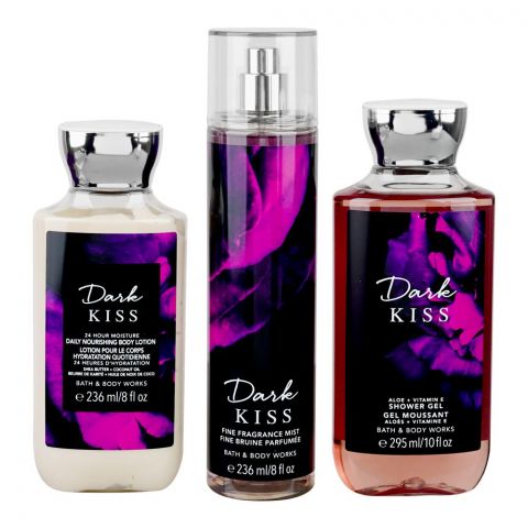 Bath & Body Works Dark Kiss Gift Set: Shower Gel, Body Lotion & Fragrance Mist, 3-Pack