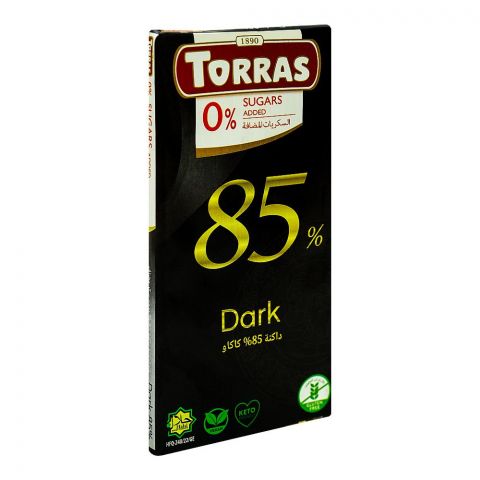 Torras Sugar Free 85% Dark Chocolate, 75g