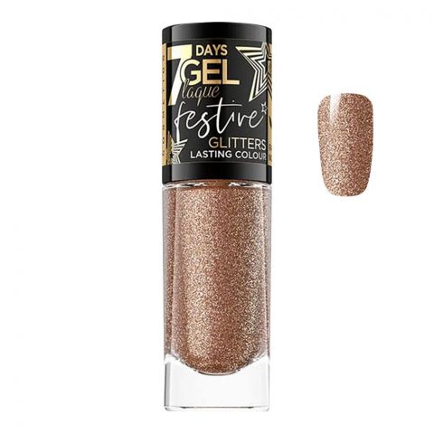 Eveline 7 Days Gel Laque Festive Glitter Nail Polish, Long Lasting, 8ml, No. 06