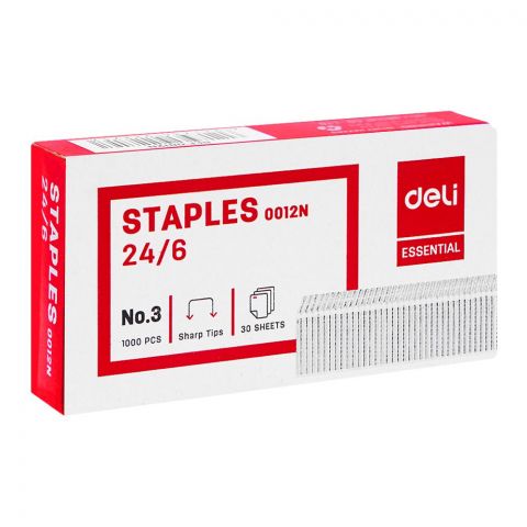 Deli No.3 Staples Pins, 1000-Pack, 24/6 E0012N