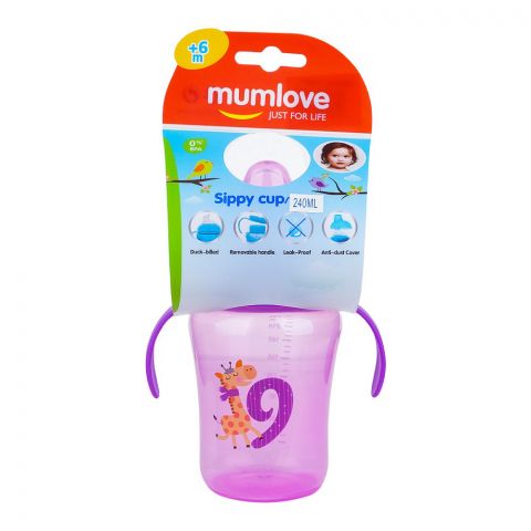 Mum Love Sippy Cup, For 6+ Months, 240ml, Purple, C6209