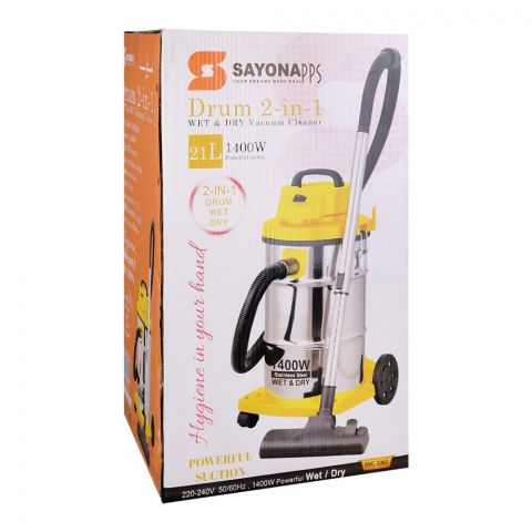 Sayona Drum 2-in-1 Wet & Dry Vacuum Cleaner, 1400W, 21 Liter, SVC-2362