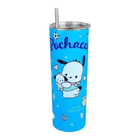 AJF Hello Kitty Anime Stainless Steel Tumbler With Straw, 700ml, Blue