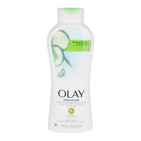 Olay Fresh Outlast Vitamin B3, Cucumber Water & Aloe Vera Complex Body Wash, 700ml