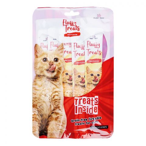 Maw & Paw Fluffy Treats For Cats, Beed Flavor, Grain Free, 15gm x 5 Strips