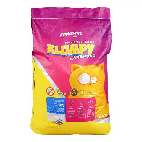 Fat Pat Klumpy Cat Litter, Lavender Scented, Anti-Bacterial, Vet-Approved, 16 Liter Bag