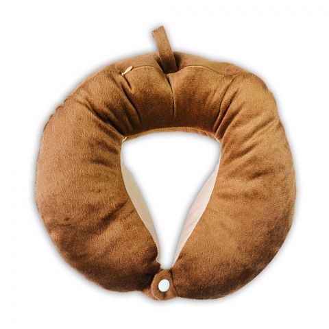 Relaxsit Velveto Neck Pillow, For Travel, Home & Office, Brown, 10.63" x 10.63"