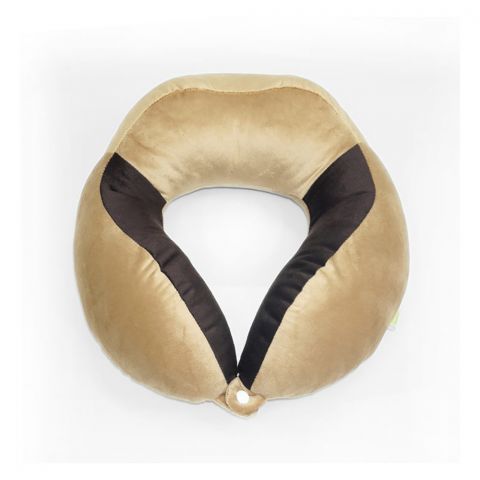 Relaxsit Velveto Neck Pillow, For Travel, Home & Office, Beige, 10.63" x 10.63"