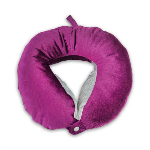 Relaxsit Velveto Neck Pillow, For Travel, Home & Office, Purple, 10.63" x 10.63"