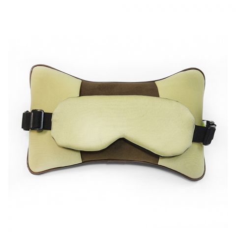 Relaxsit Travel Buddy Pro 3in1 Eye Mask, Car & Neck Pillow, For Travel, Home & Office, Beige, 7" x 14"