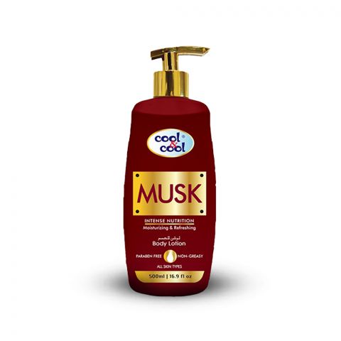 Cool & Cool Musk Body Lotion, Non Greasy & Paraben Free, For All Skin Types, 500ml