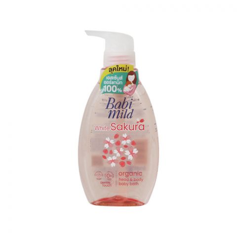 Babi Mild White Sakura Organic Head & Body Baby Bath Wash, 380ml