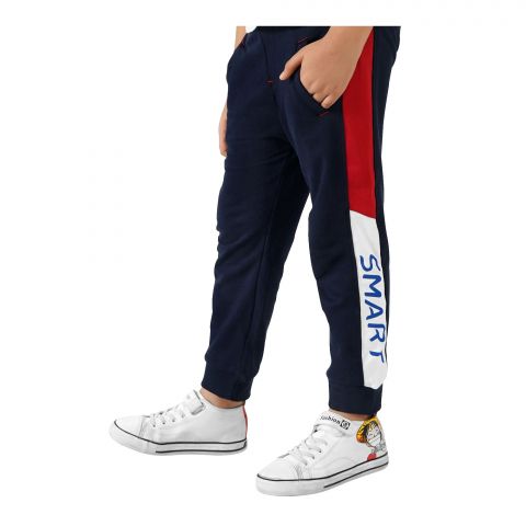 Basix Boys Navy Red N White Smart Casual Trouser, BYS-252