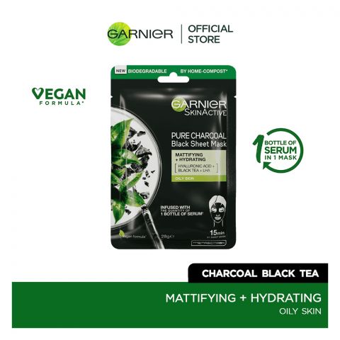 Garnier Skin Active Pure Charcoal Tissue Mask, For Oily to Combination Skin, 28g