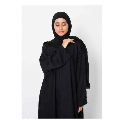 Affinity Basic Front Open Abaya, Black