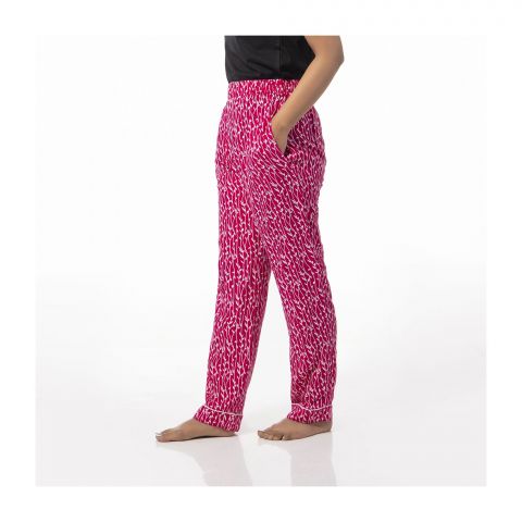 Basix Women's Linen Pajama, Pin Leaf Pink/White, 105-A