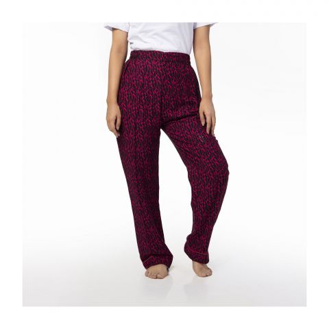 Basix Women's Linen Pajama, Pin Leaf Black and Dark Pink, 105-E