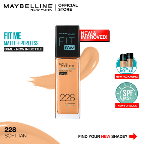 Maybelline New York New Fit Me Matte + Poreless Foundation, 228 Soft Tan, 30ml