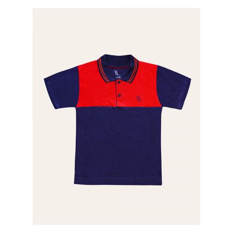 IXAMPLE Boys Fashion Polo, Red & Navy, IXSBTS 54055