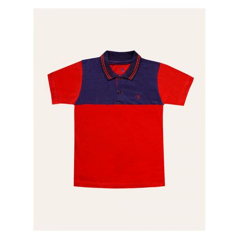 IXAMPLE Boys Fashion Polo, Red & Navy, IXSBTS 54056
