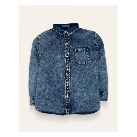 IXAMPLE Boys Denim Shirt, Blue, IXBST 56015