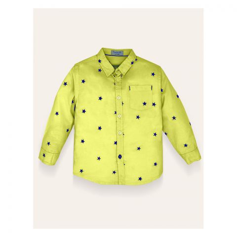 IXAMPLE Boys Star Embroidered Shirt, Yellow, IXBST 56017